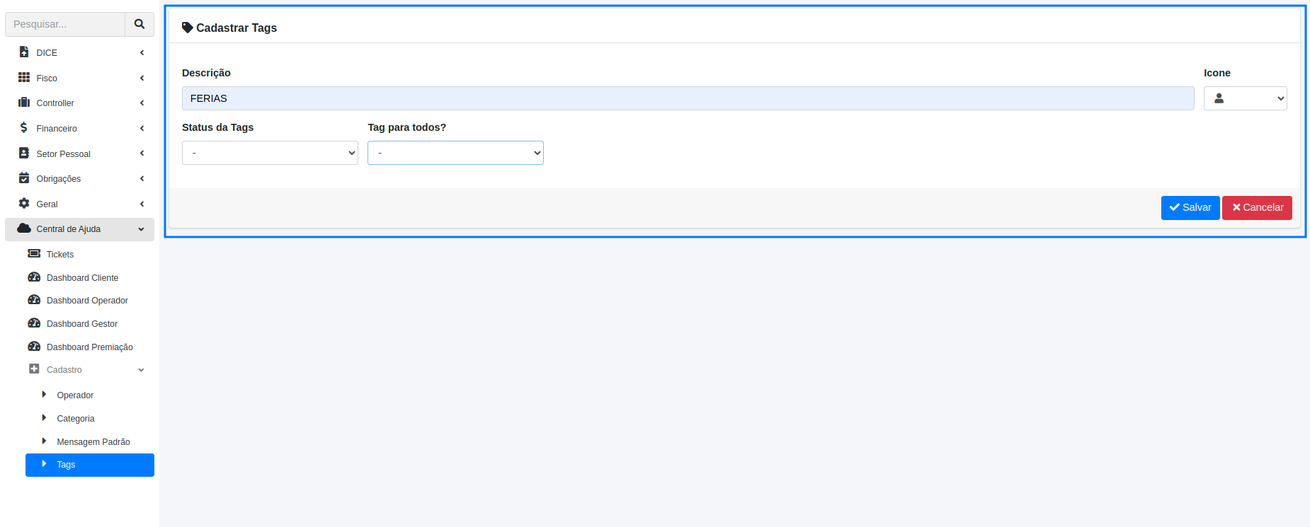 cadastro de tag passo 2